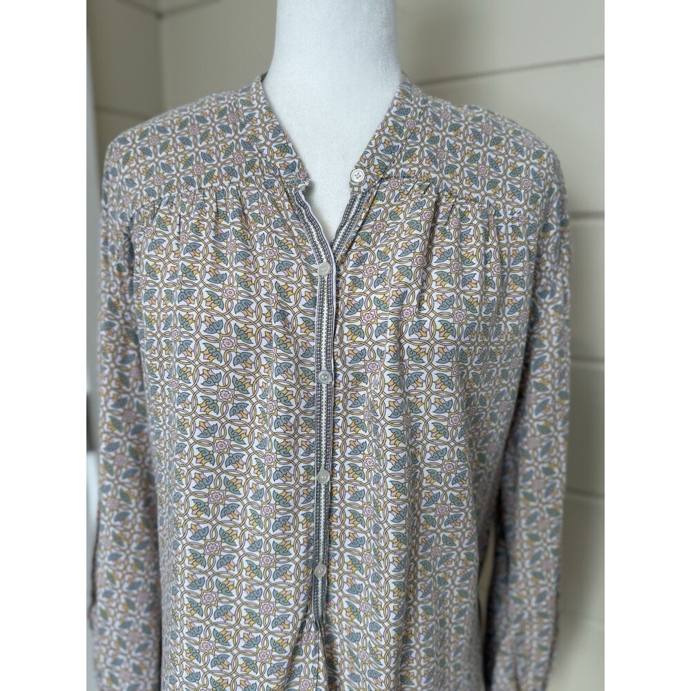 Max Studio Women's Blouse Popover Floral Top XL Pastel Boho Chic Casual Office